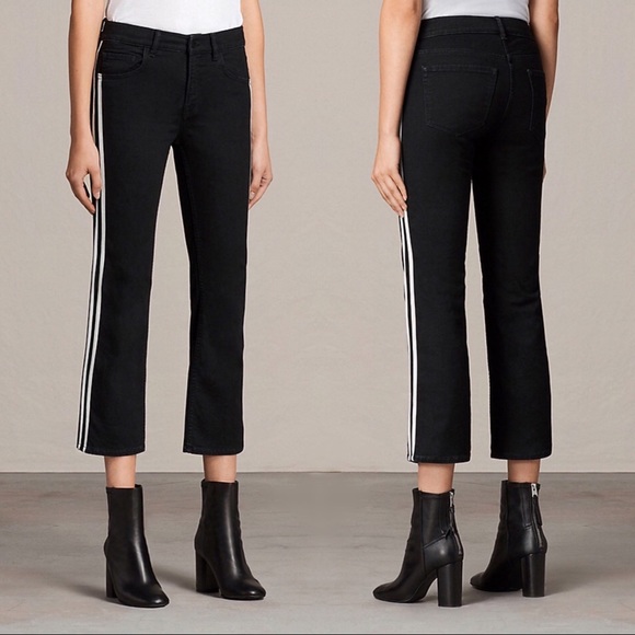 All Saints Heidi Kick Flare Cropped Jeans Stripe26 - Picture 2 of 8